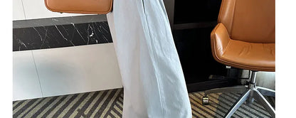 Summer Pregnant Woman Washed Cotton Trousers High Waist Ankle-length Plus Size Maternity Casual Pants Wide Legs Pregnancy Pants