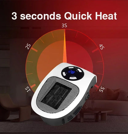 Remote Heater 500W Heater Portable Electric Heater Plug-in Wall Mounted Room Heater Home Appliance Heating Stove Mini Radiator