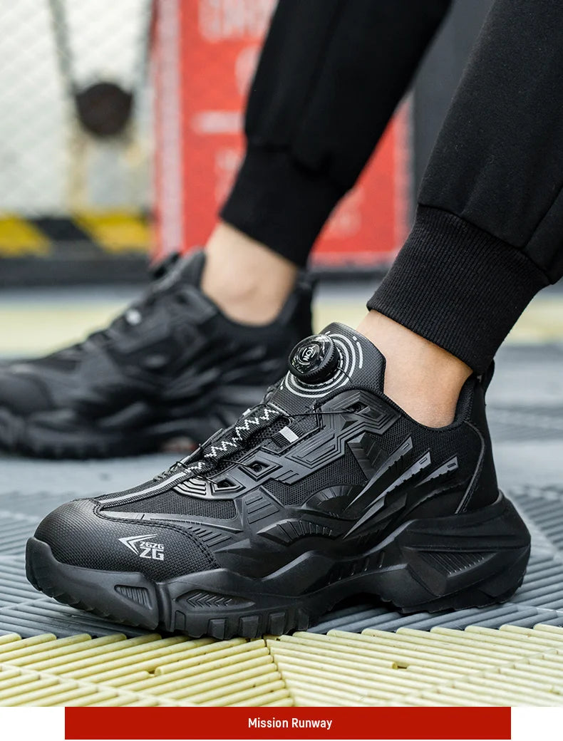 High-quality Safety Shoes Men Steel Wire Rotary Buckle Work Sneakers Indestructible Shoes Anti-smash Anti-puncture Work Shoes