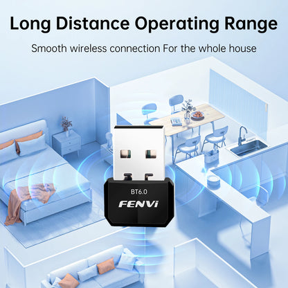 FENVI USB Bluetooth 6.0 Adapter BT 5.4 Dongle for PC Wireless Mouse Keyborad Music Audio Receiver USB Transmitter Windows 11/10