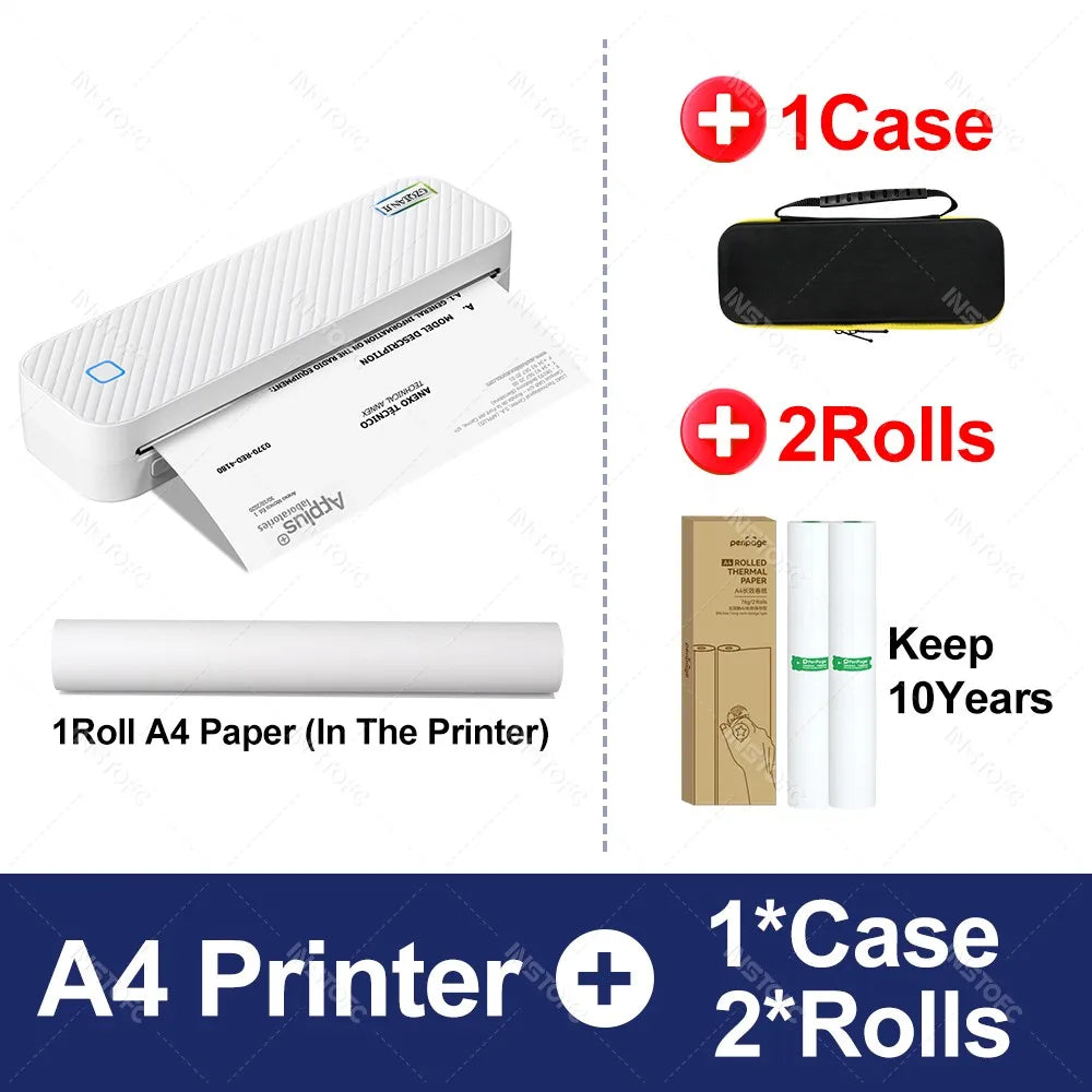 Wireless Mini A4 Thermal Printer Inkless Portable Bluetooth Mobile Phone Photo Document Printer For Office/Work/Home Use