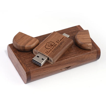 2 IN 1 TYPE-C USB 3.0 Flash Drive 128GB Free Custom Logo Pen Drive 64GB Wooden Pendant Memory Stick 32GB Creative Wedding Gift