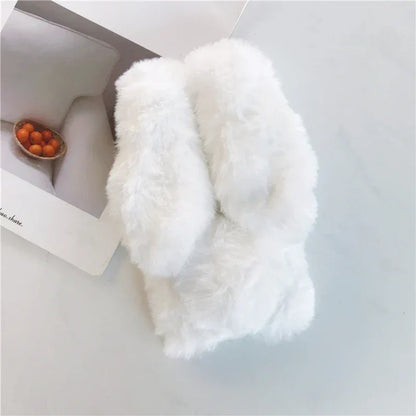 Soft Plush Phone Case For Xiaom Poco C85 C75 C71 C65 C61 C55 C51 C50 C40 C31 C3 Warm Winter Furry Rabbit Bunny Fur Cover