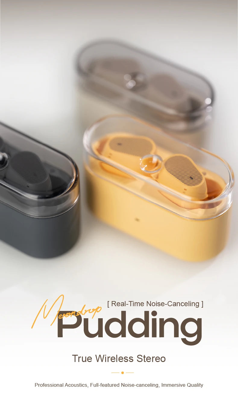 MOONDROP Pudding TWS earphones True Wireless Stereo ANC AI ENC LHDC-V 10mm Dynamic Driver，Bluetooth 6.0 with AI noise reduction