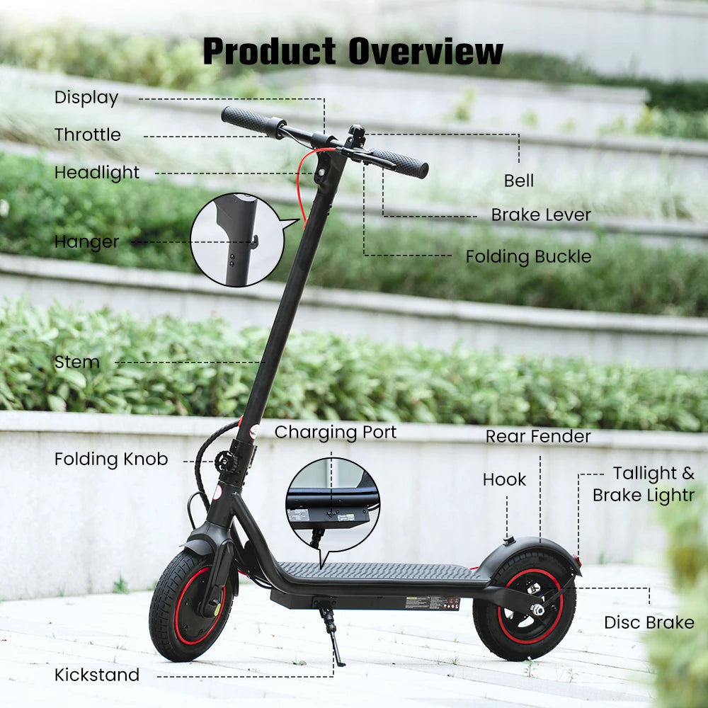 W6 Electric Scooter 10 Inch 500W Motor 36V 10.5Ah Battery 35km/h Max Speed Foldable E-Scooter With APP Dual Brakes Scooters
