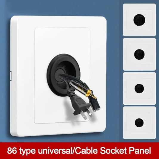 86Type Cable Socket With Rubber Pad Cable Organizer Storage Wall Blank Panel With Outlet Hole Decorative Cover