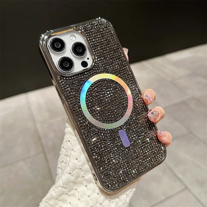 Luxury Diamond For Magsafe Case for iPhone 15 16 17 Pro Max Plus Bling Shinny Magnetic Cover for iPhone 11 12 13 14 Pro Max