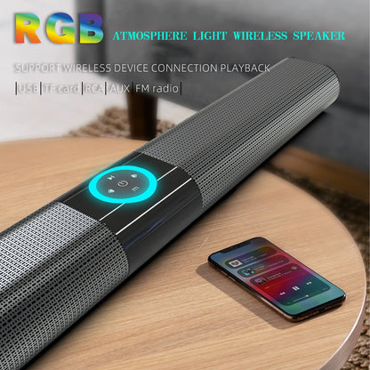 HOMEFISH BS-20  RGB Ambient Light Bluetooth Speaker 6 EQ Sound Effects 4 Speakers Supports TF, USB, AUX, RCA, Bluetooth, FM