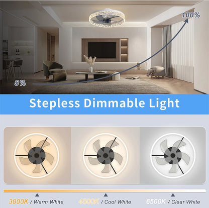 Modern Ceiling Fans Infinitely Dimmable Household Black White Ceiling Lamp With Remote Control Bedroom Living Room LED Fixtures