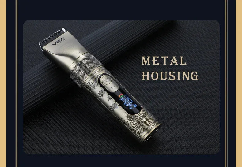 VGR intelligent digital hair clipper metal retro machine height endurance hair trimmer hair salon home carving push shear V-659