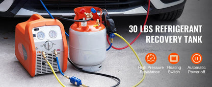 SucceBuy 30 lbs Refrigerant Recovery Tank with Float Switch Reusable AC Recovery Tank HVAC for All Refrigerant Prevent Overflow