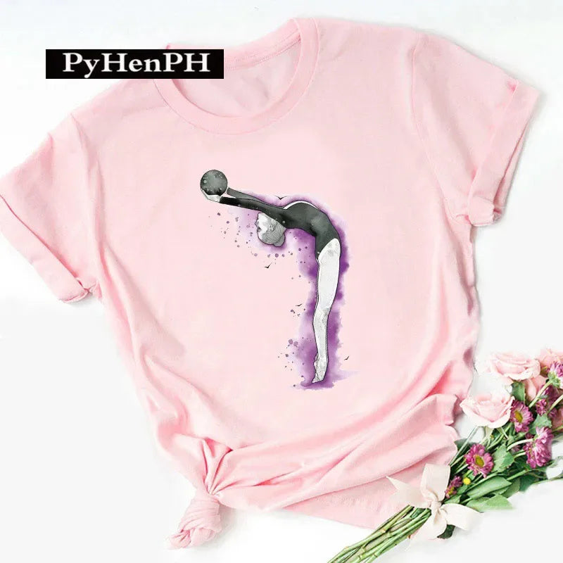 Gymnast Dancer T Shirt  Fashion Gymnast Artistic Gymnastics Printed T-shirt for Women Parent-child Clothing Oversized T Shirt