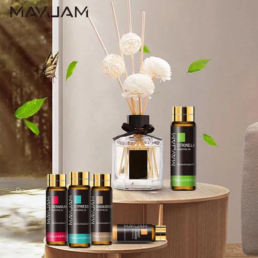 10ml Pure Plant Essential Oil For Humidifier Diffusers Mint Lavender Tea Tree Rose Vanilla Sandalwood Jasmine Pure Nature Oil by PDG ibma