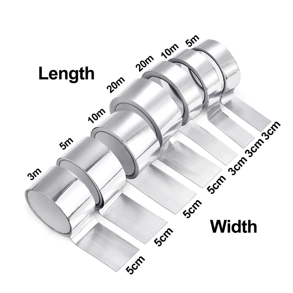 5-20m Kitchen Aluminum Foil Tape Waterproof Heat Resistant Heavy Duty 3/5cm Width Self Adhesive Seal Tape for Stove Gap Repair