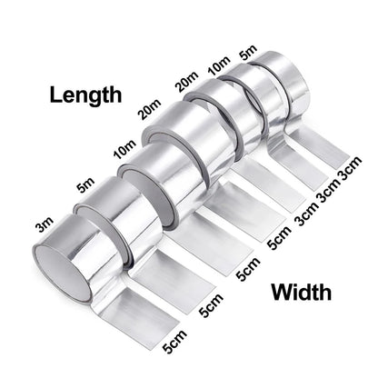 5-20m Kitchen Aluminum Foil Tape Waterproof Heat Resistant Heavy Duty 3/5cm Width Self Adhesive Seal Tape for Stove Gap Repair