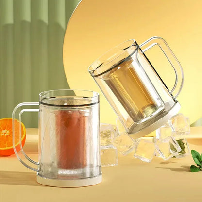 Double Wall Gel Frosty Freezer Ice Mugs Beer Mug with Handles Transparent Whiskey Glasses for Bar Outdoor Drinking Glasses