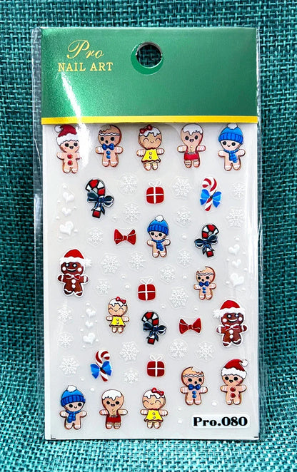 1pc Christmas Nail Art Stickers 5D Winter Holiday Themed Nail Decor Santa/Snowflakes/Christmas Trees/Gingerbread Nail Supplies *