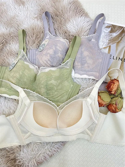 Victoria Style Lace Bra Large Chest Minimizer Ultra Thin Cup Wireless Comfort Push Up Sexy Lingerie Seamless No Underwire MOYISU