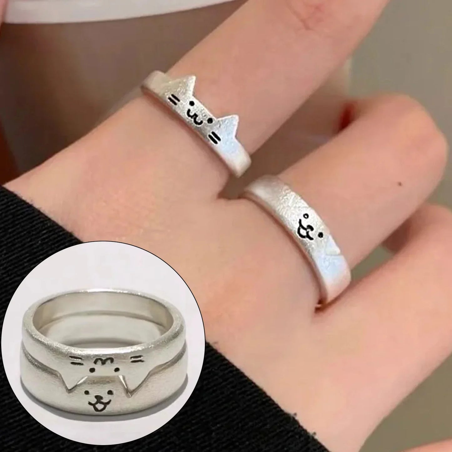 2025 Valentine's Day Rings Cat Dog Animal Adjustable Ring Jewelry Delicate and Stylish Couple Rings for Women Adornment Gifts