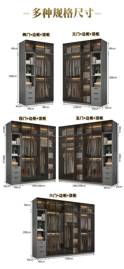 Aesthetic Black Dressing Wardrobe Display Waterproof Luxury Closet Wardrobe Storage Clothing Ropero Para Gurdar Ropa Furnitures