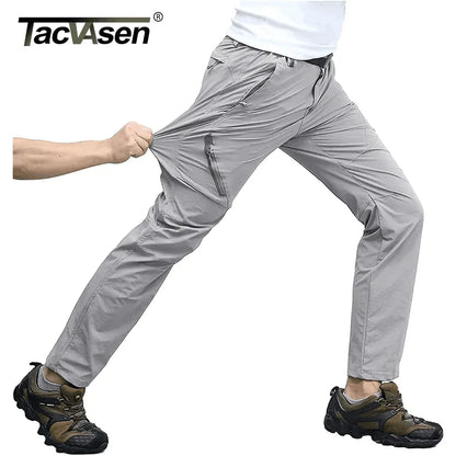 TACVASEN Quick Dry Outdoor Hiking Pants Men Summer Lightweight Rip-stop Cargo Work Trousers Multi-Pockets Camping Fishing Pants