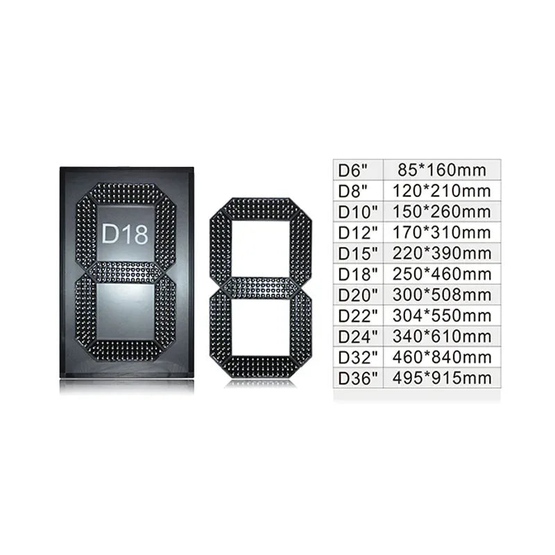Hot Sale 8 inch Waterproof 7segment Digital Led Module For Price/Time/Temperature/Score Sign