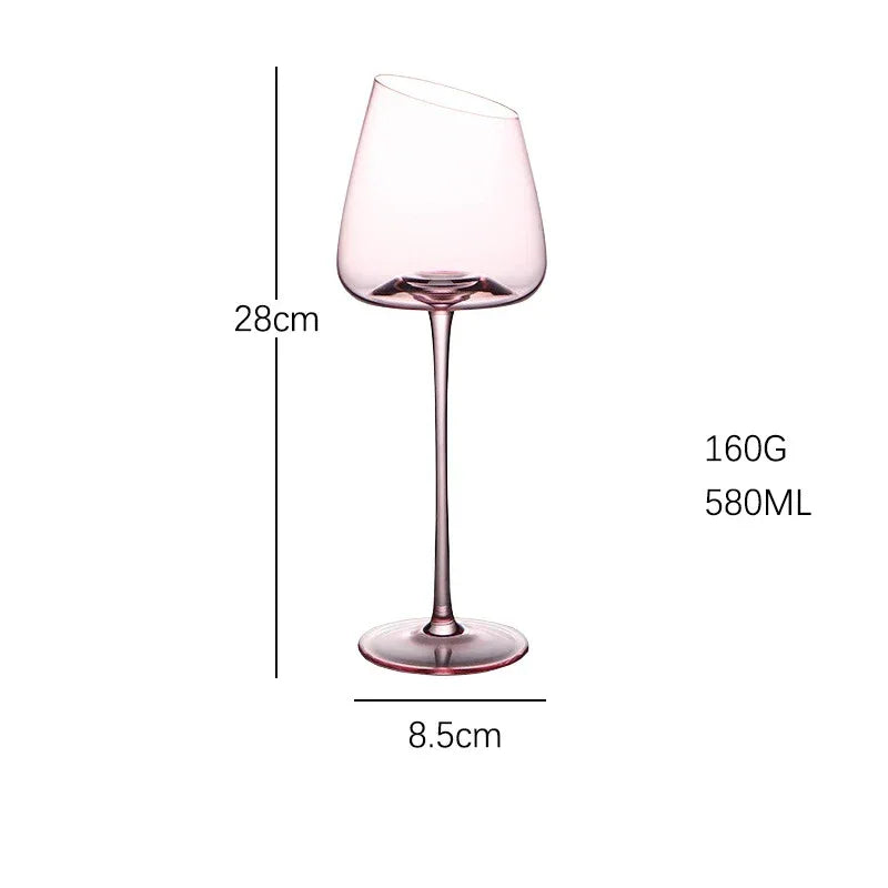 French Pink Flamingo Red Wine Glasses Set Crystal Glass Goblet Creative Inclined Mouth Concave Bottom Champagne Wine Cup Blue