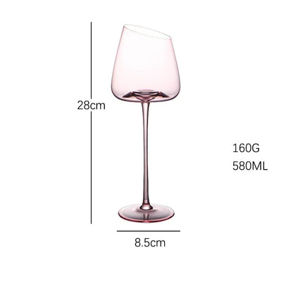 French Pink Flamingo Red Wine Glasses Set Crystal Glass Goblet Creative Inclined Mouth Concave Bottom Champagne Wine Cup Blue