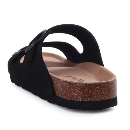 Crestar Women's Cork Footbed Slide Sandal Adjustable Buckle Summer Outdoor Suede Sandals with Arch Support Non-slip Beach Shoes
