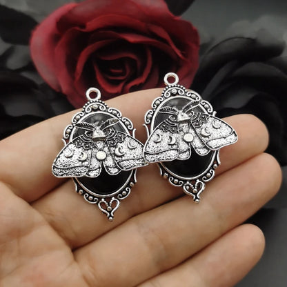 4pcs Gothic Vampire Bat Silver Plated Framed Bat Cameo Charms Halloween Witch Pendant Fit Jewelry Making DIY Jewelry Findings