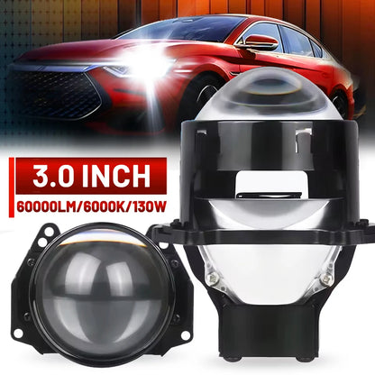 2PCS 3 Inch Bi LED Projector Headlights Lenses for Hella LED Lights Projector 130W 60000LM Diode Headlamp Car Accessories