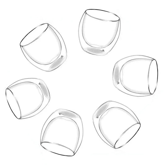 1-6PCS 80-650ml Double Wall Glass Clear Handmade Heat Resistant Tea Cups Healthy Drink Coffee Milk Mug Insulated Shot Glass Gift