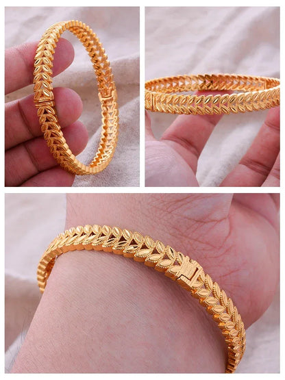 Gold Plated Italian Luxury Bracelet for Men Women,Wedding Fashion Bangles Party Valentine's Day Gift