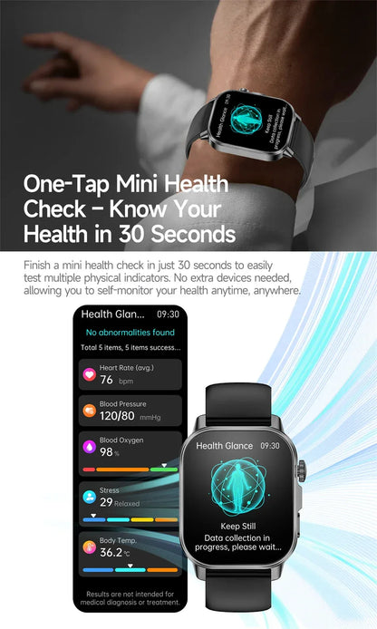 2026 New Model Uric Acid & Lipid Health Analysis Smart Watch Men ECG+PPG Bluetooth Call 2.01-inch Flashlight Smartwatch Women