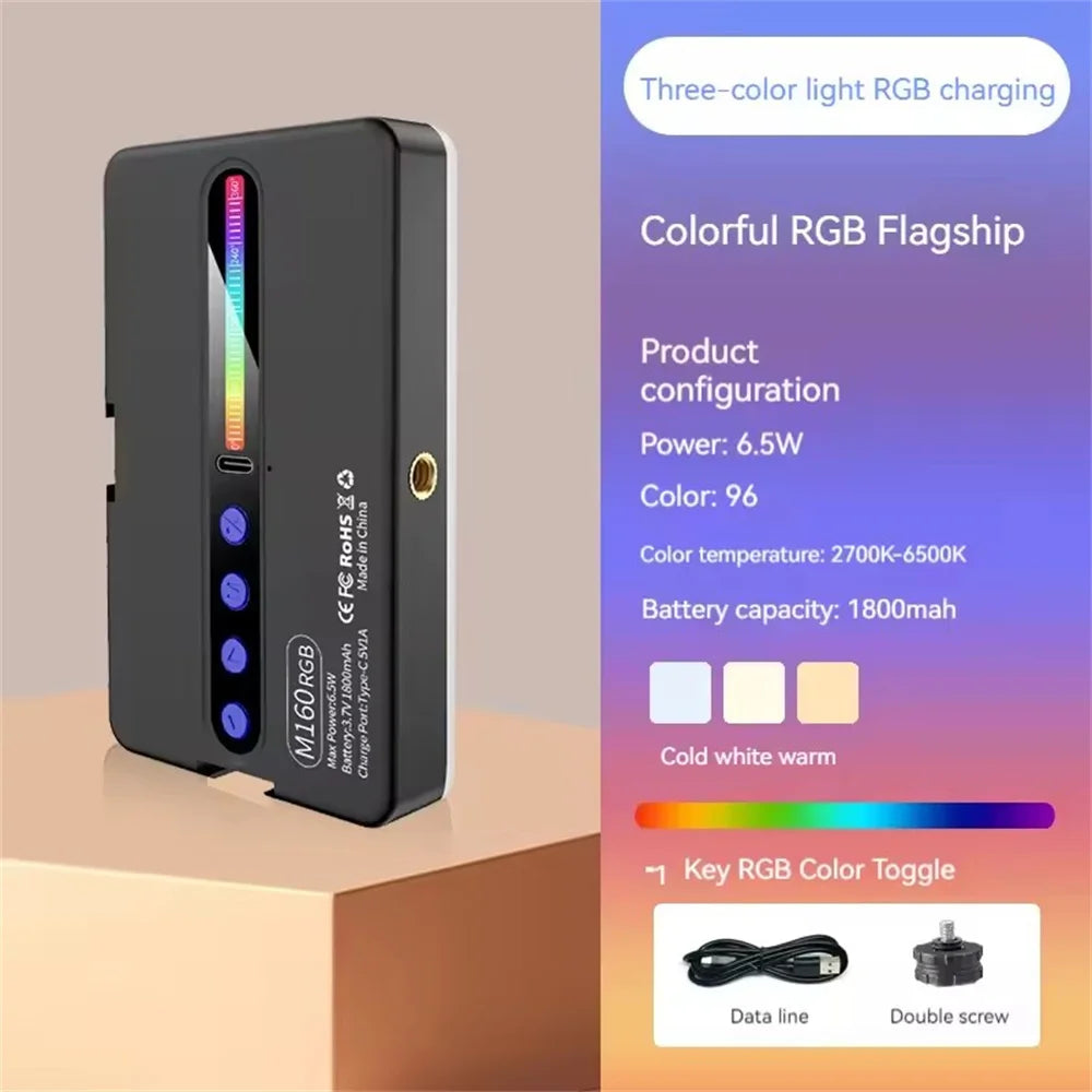 COOL DIER 2026 New RGB Light LED Video Light Photography Fill Camera Lighting LCD Display Cold Shoe For Vlog Live Streaming DSLR