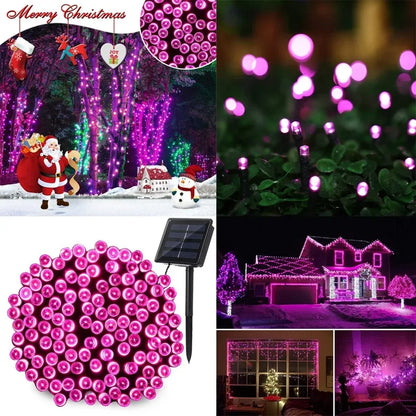 50-200 LED Outdoor Solar String Fairy Light Festoon Waterproof Street Garland Solar Power Lamp Christmas Party for Garden Decor