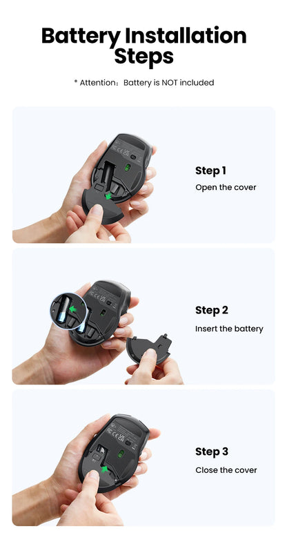 UGREEN Ergonomic Mouse, 6-Button Wireless 2.4G Bluetooth Dual Mode, 5-Level 4000 DPI Adjustable , Silent Click for PC Laptop