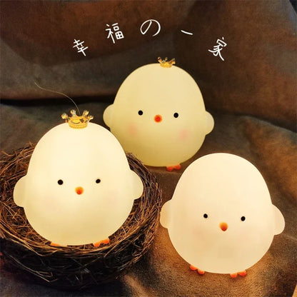 Chick Doll Small Night Light Electronic Luminous Toy Anime Figure Warm Light Atmosphere Decoration Cute Shape Children Gift