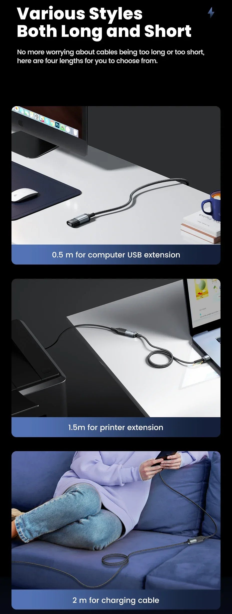 Toocki USB3.0 Extension Cable Male to Female Hi-Speed Transmission Data Cable for PC Laptop TV Xbox USB Extender Cord
