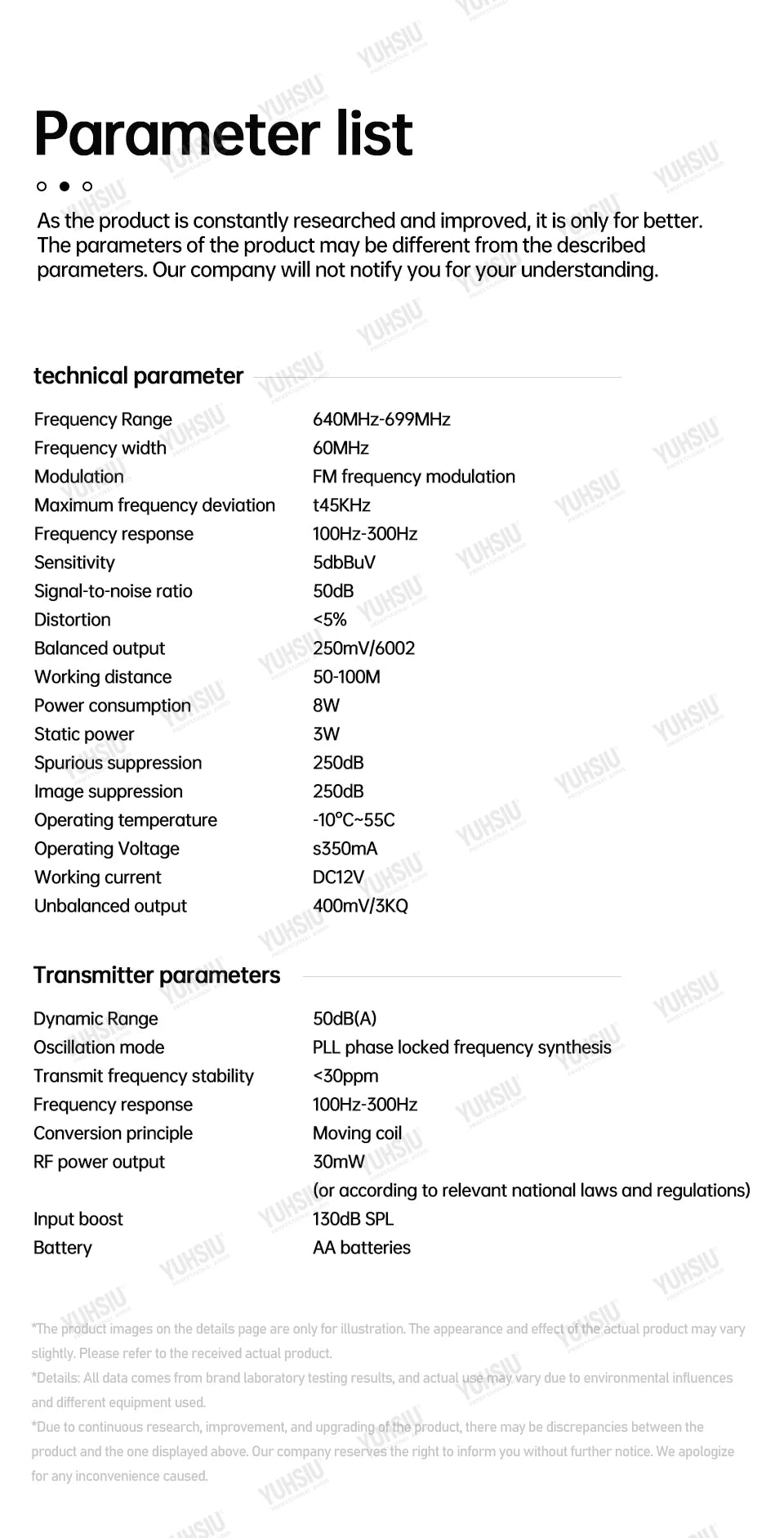 YUHSIU Professional UHF Wireless Microphone 8 channels Handheld lavalier Headset FM Mic For stage performance Band conference