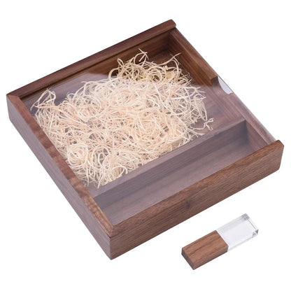 Walnut Album Box USB Flash Drives 128GB Photography Studio Memory Stick 64GB Free Custom Logo Pen Drive 32GB 16GB Wedding Gift