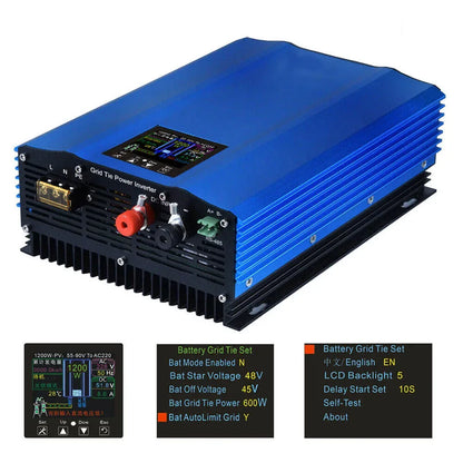 1200W 1000W 1.2KW 1KW Solar Grid Tie Battery Discharge Inverter DC24V  26-45v 55-90V to AC110V AC220V Limiter Power Inverter