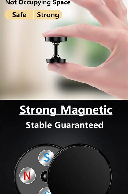 Creative Dual Axis Alloy magnetic car bracket 720 ° rotation Double ball magnetic phone holder for Any model phone
