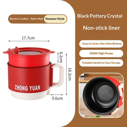 Folding Electric Pot Multifunctional Mini Cooker 15L Portable for Instant Noodles Dormitory Travel Fast Heating Auto Shut Off