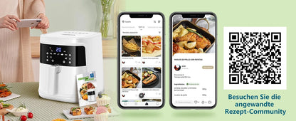 Aigostar White Cube 7L 1900W Smart Air Fryer Without Oil, App and WiFi Control, 7 Programmes with LED Screen, Removable Basket