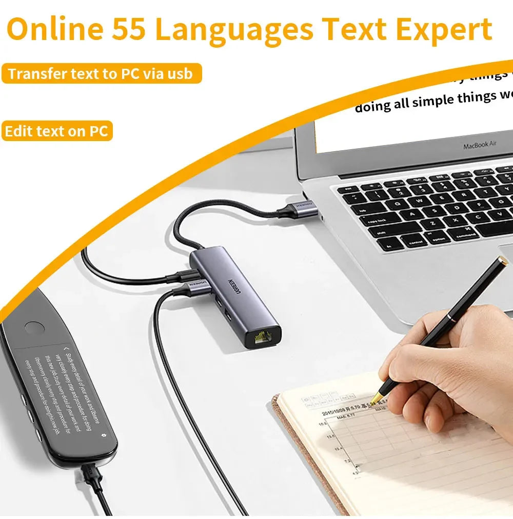 X5Pro Smart Voice Scan Translator Pen Real-Time Multi Language Translation Dictionary Pen Offline/WIFI/Mobile Hotspot Method