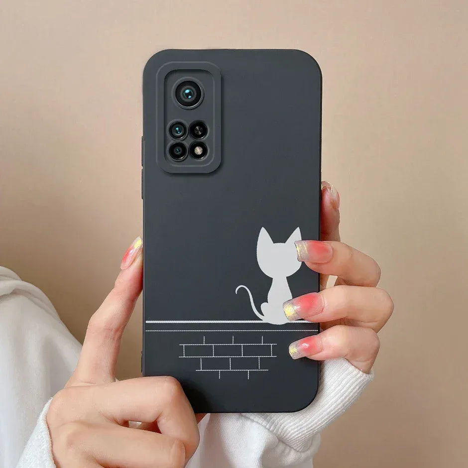 For Xiaomi Mi 10T 5G Phone Case Matte Liquid Silicone Shell For Xiaomi Mi 10T Pro 5G Cute Cat Cartoons Ultrathin Fashion Fundas