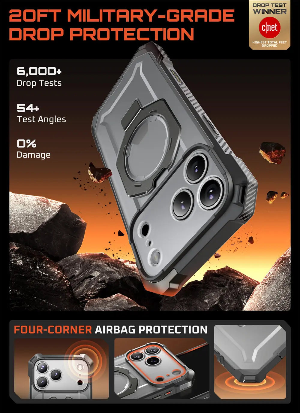 SUPCASE For iPhone 17 Pro Max Case with Camera Control Capture Button UB Grip Heavy Duty Rugged Magnetic Phone Case with Stand