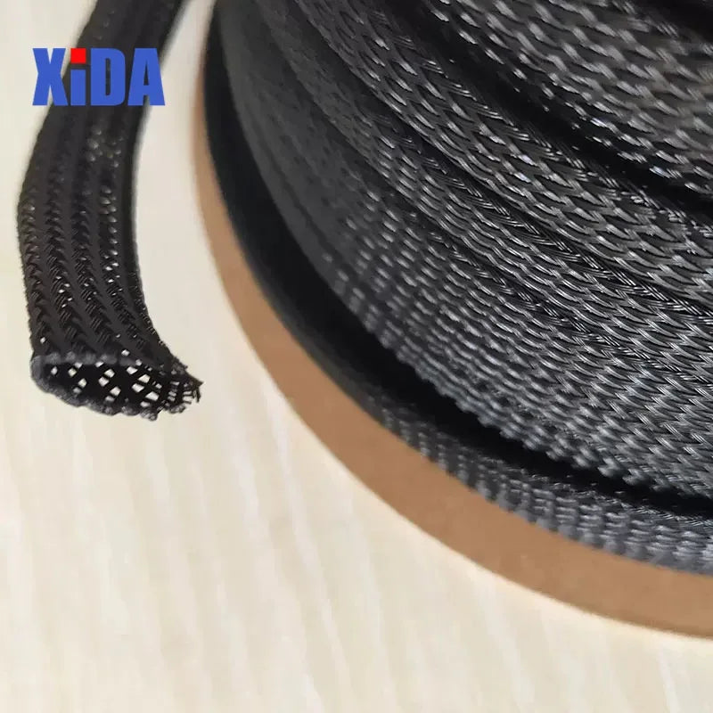 PET Black Cable Sleeve 6/8/10/14/20/30mm Insulated Braided Sleeving Data Line Protection Wire Cable Flame-Retardant Nylon Tube
