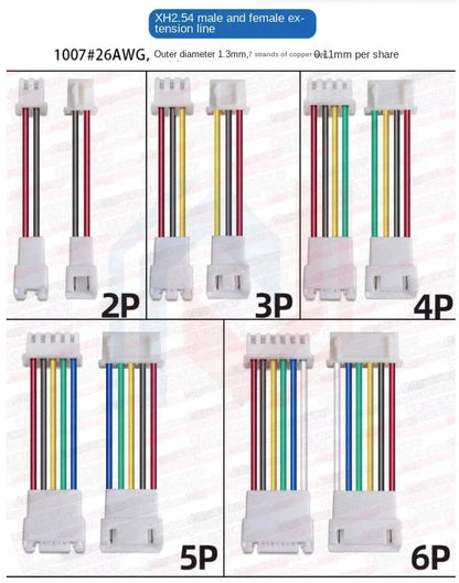 1.25/1.5/HY/PH2.0/XH/XHB/Dupont/SM2.54/2510/VH3.96 Connector Cable 2-6P Plug Socket Male Female Wire Connector Extension Cable